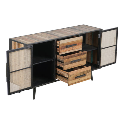 Nordic Rattan sideboard with 2 doors and 3 drawers