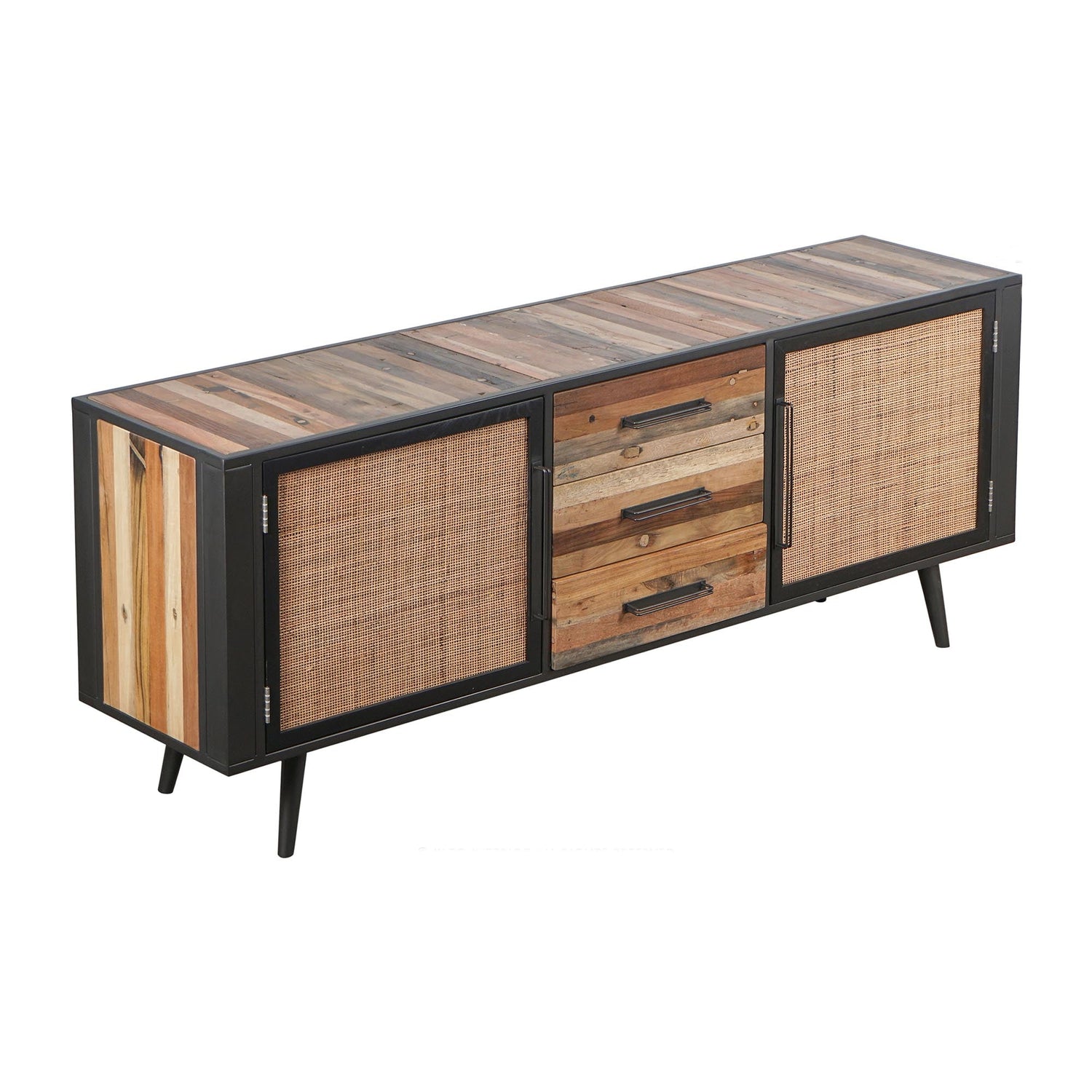 Nordic Rattan sideboard with 2 doors and 3 drawers