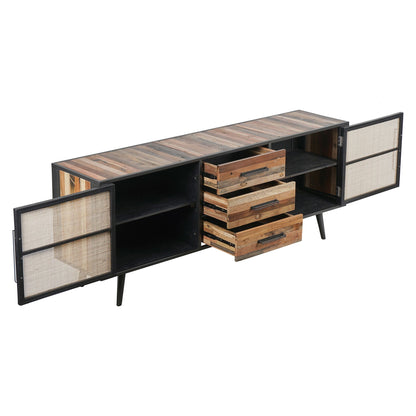 Nordic Rattan sideboard with 2 doors and 3 drawers