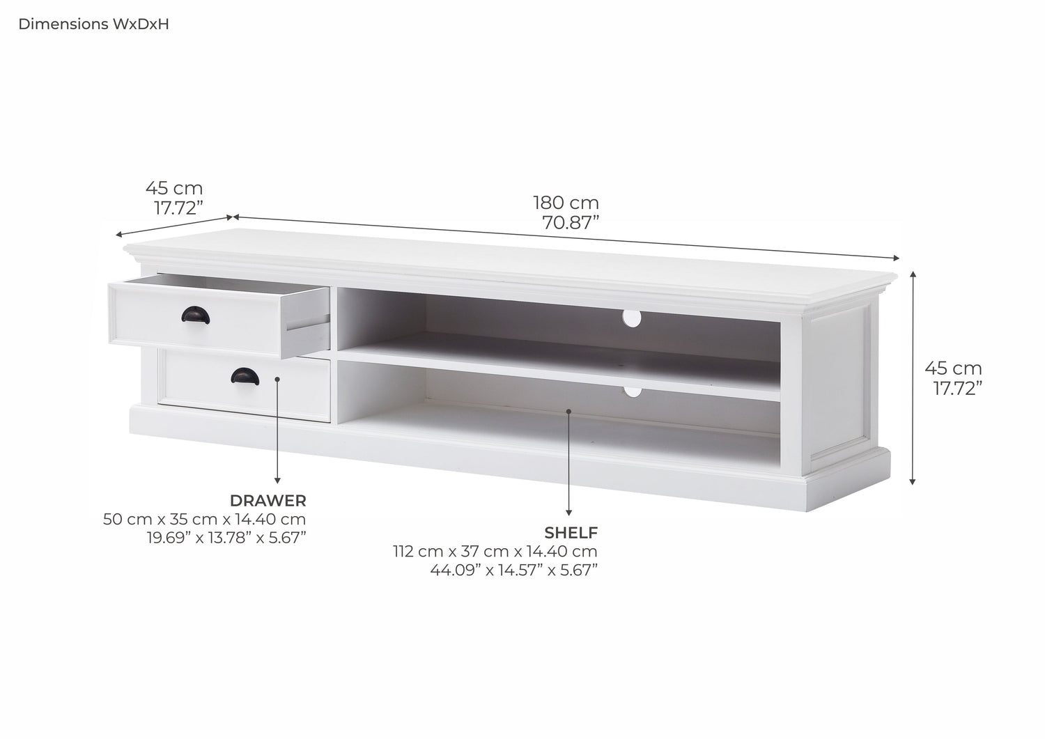 Halifax TV Bord med 2 skuffer 180.00 cm - NovaSolo - DesignGaragen.dk