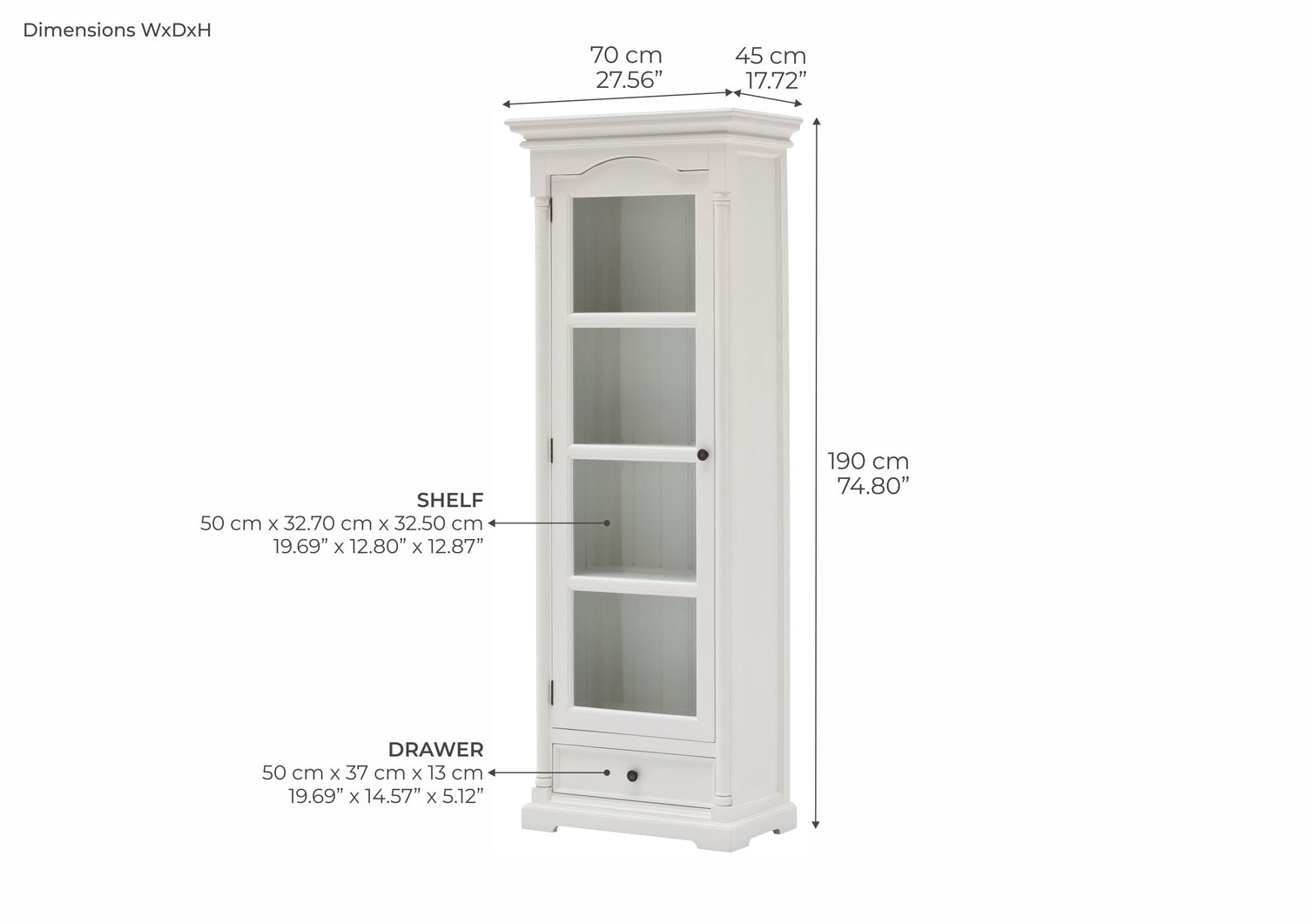 Provence single display cabinet