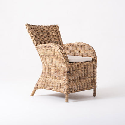 Wickerworks Rook Håndflettet Spisebordsstol i Naturligt Rattan med Hynder (sælges som par) - NovaSolo - DesignGaragen.dk