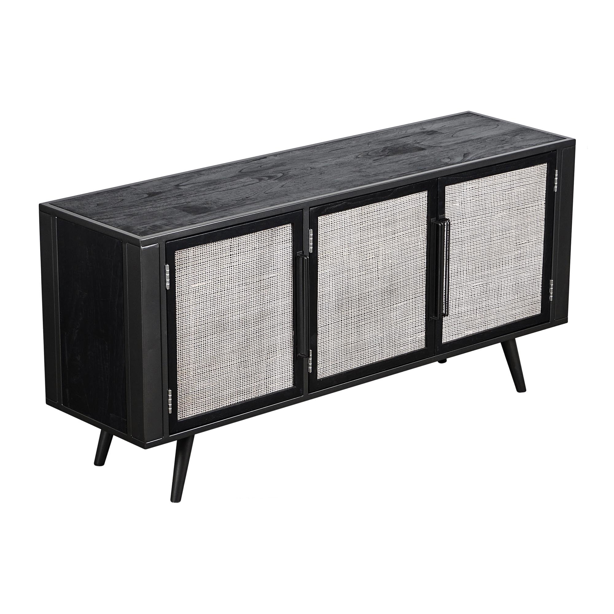 Nordic Mindi Rattan TV table with 3 doors