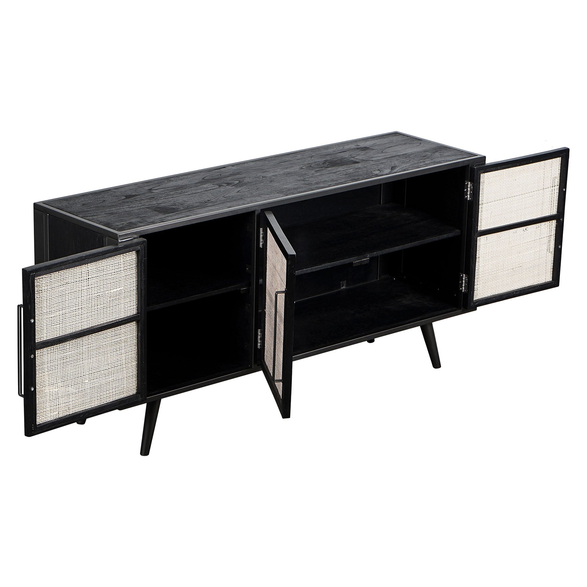 Nordic Mindi Rattan TV table with 3 doors