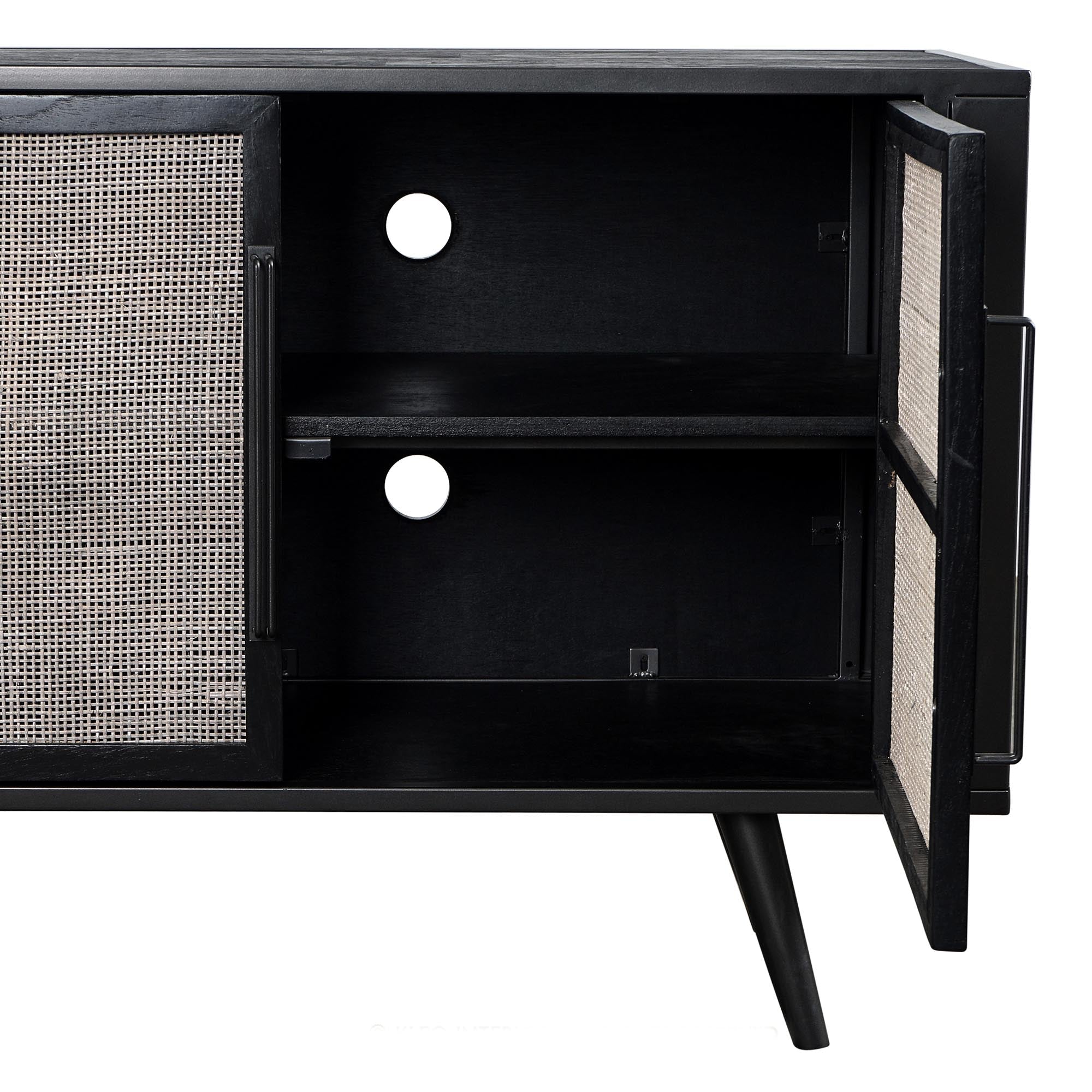 Nordic Mindi Rattan TV table with 3 doors