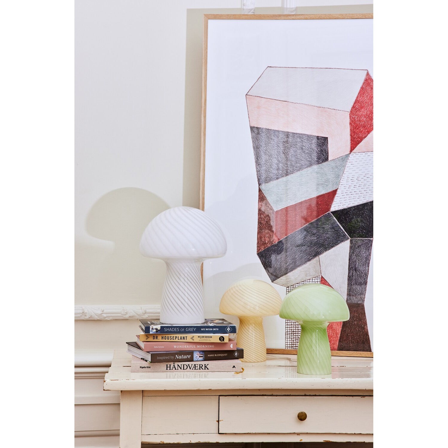 Bahne - Fungal lamp / Mushroom Table lamp, pink - H23 cm.