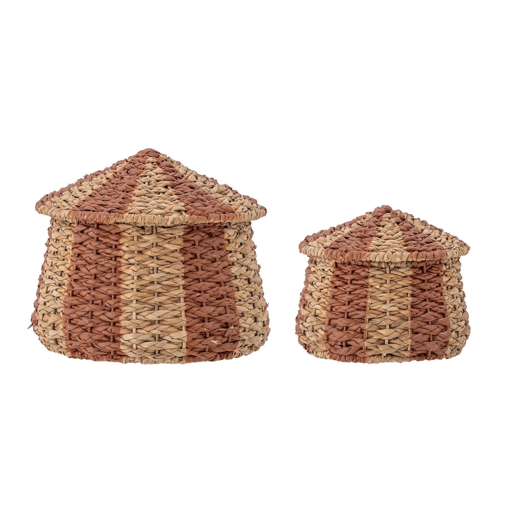 Bloomingville Mini - Ruddi basket w/lid, red, bankuan grass