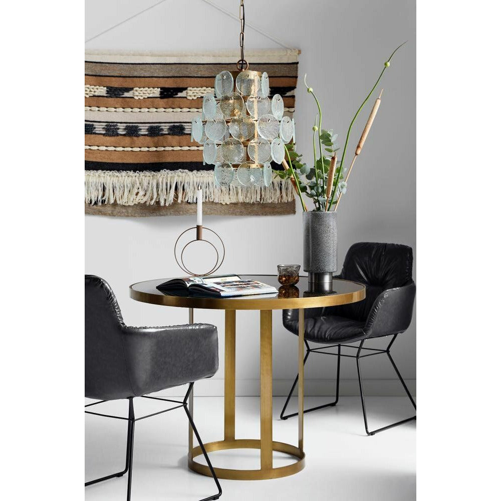 Nordal LUXURY round dining table - ø100 cm - gold/black glass