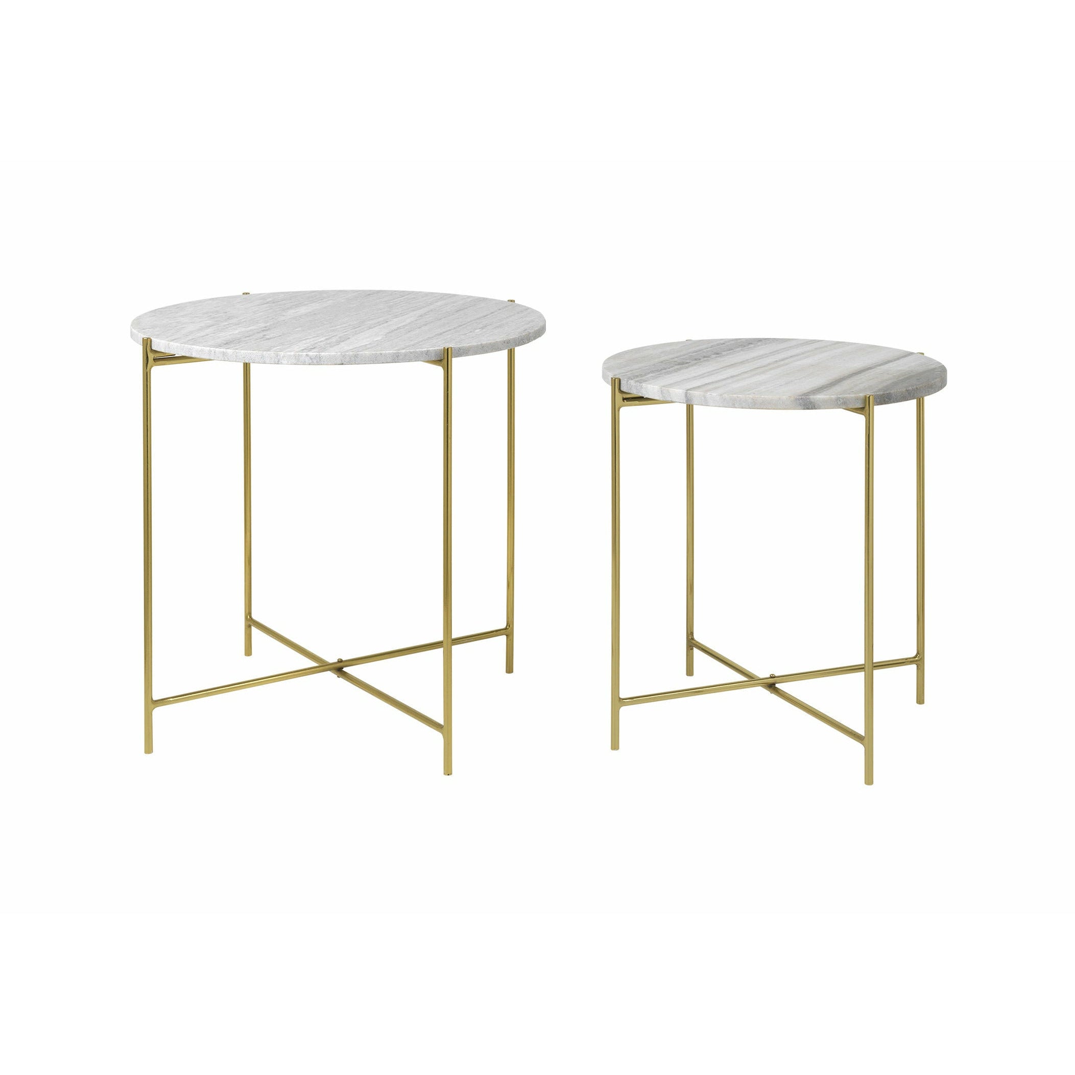 Cozy Living Freja Marble Table - BEIGE w. Brass - Set of 2