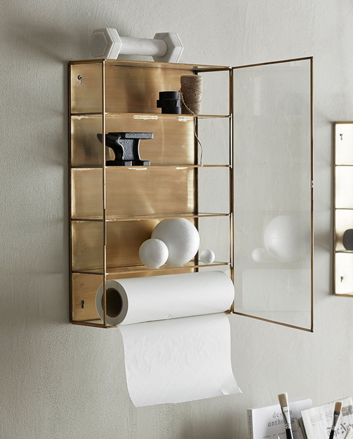 Nordal Ada Small Wall Cabinet, S, 3 Shelve, Gold