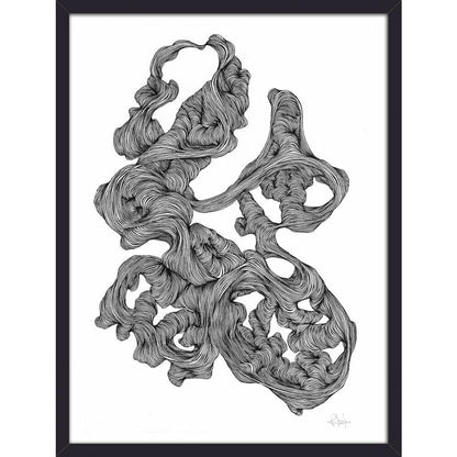 Nordal ROCAILLE illustration in ink with frame - 40x30 cm - black/white