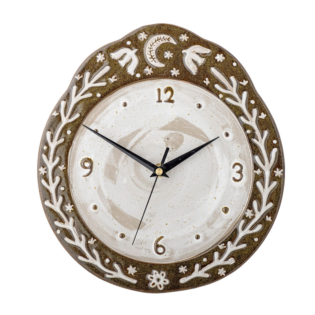 Bloomingville Olena wall clock, brown, stoneware