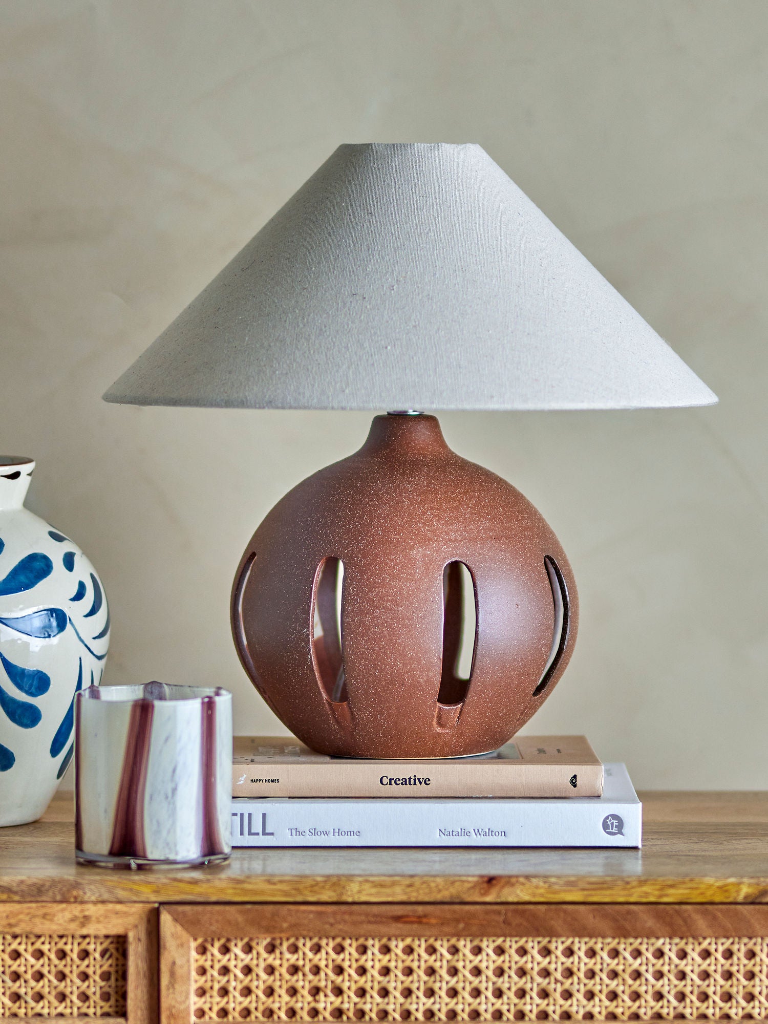 Bloomingville liana table lamp, brown, stoneware