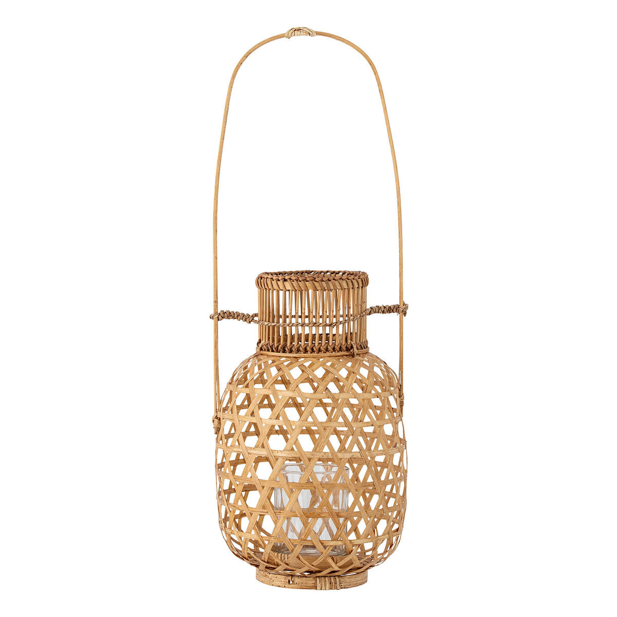 Creative Collection Lerka lantern w/glass, nature, bamboo