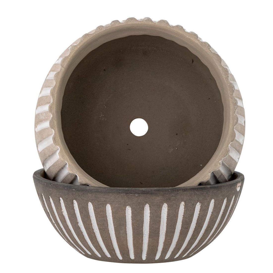 Bloomingville Neliya herbal pot w/saucer, gray, terracotta