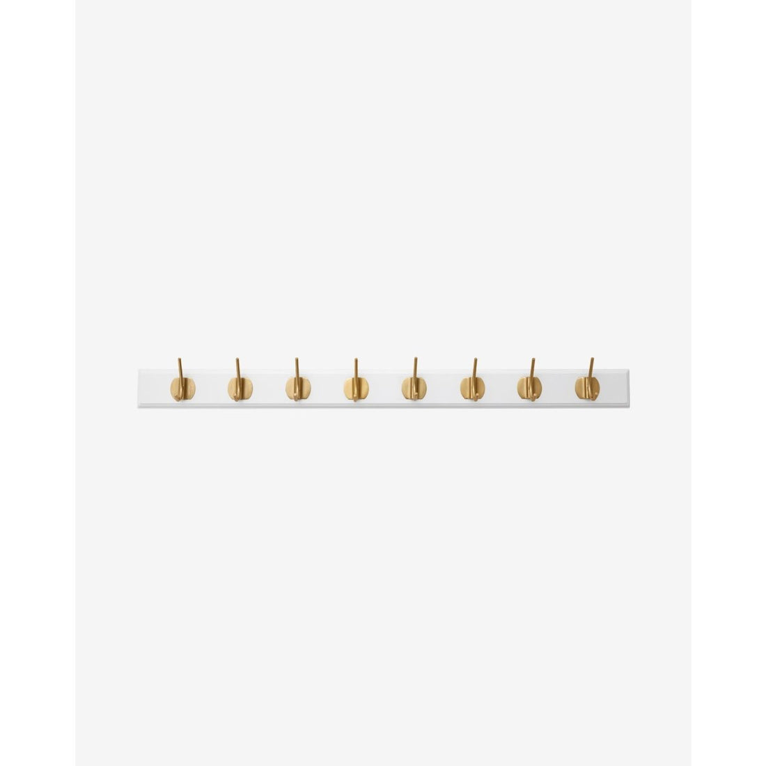 Nordal - Edgy hooks in wood with 8 brass hooks - 90 cm - white